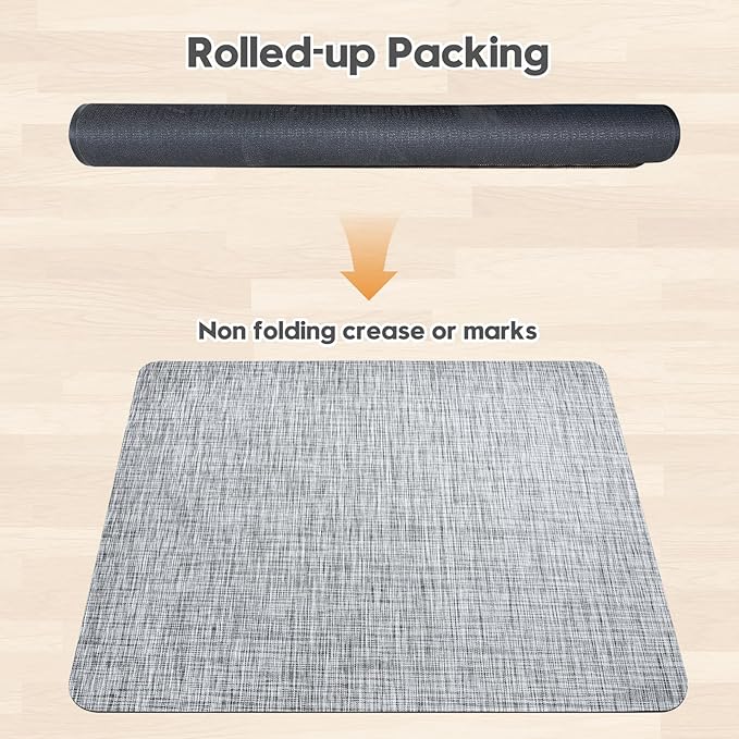 Sycoodeal Office Chair Mat for Hardwood & Tile Floor, 40" x 48" Heavy Duty Computer Gaming Chair Mat for Rolling Chairs Non-Curve, Anti-Slip, Floor Protector for Home Office (Grey)