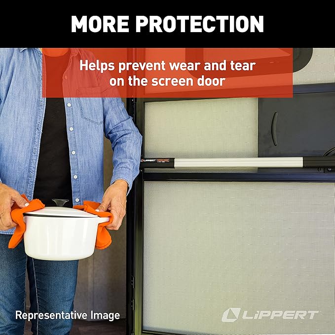 Lippert Screen Assist RV Screen Door Push Bar with Full-Width Push Handle, Durable Construction, Easy Installation - 2021000090