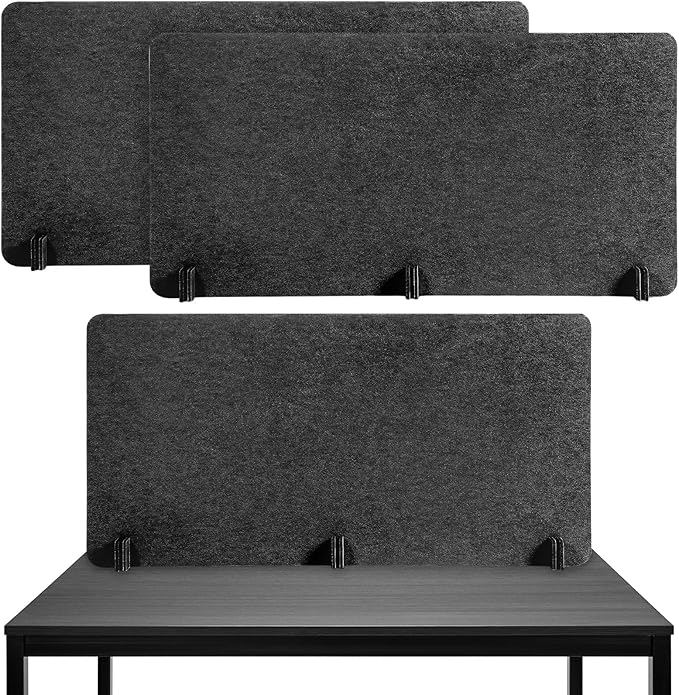 DoubleFill 2 Pack Acoustic Desk Divider Partition 23.6 x 47.2" Stand up Freestanding Privacy Panel Noise Visual Distractions Reducing Table Divider for Student Reception Area Office (Deep Gray)