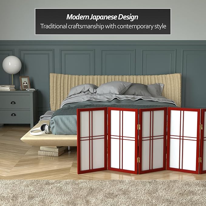 2 ft. Short Desktop Double Cross Shoji Screen - Rosewood - 5 Panels