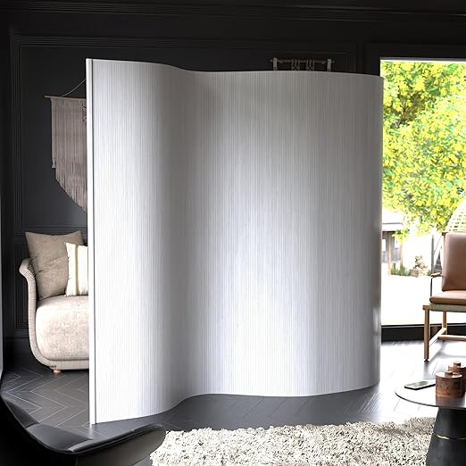 6 ft. Tall Bamboo Wave Screen - Rustic White