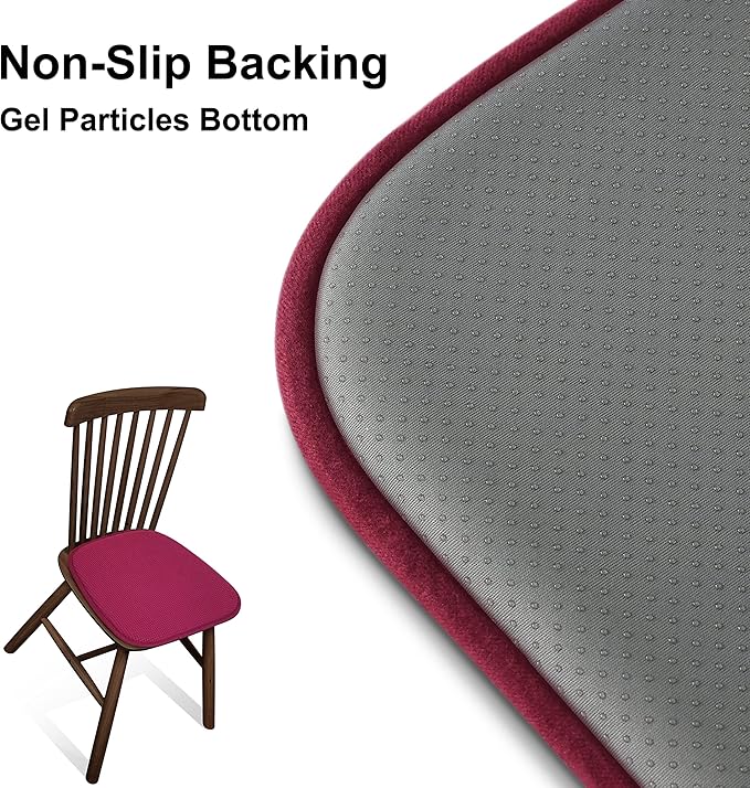 Shinnwa Kitchen Seat Cushions Set of 6, Non Slip Dining Chair Cushions, U-Shaped Indoor Chair Pads, 6 Pack, 15 x 16 Inches, Burgundy