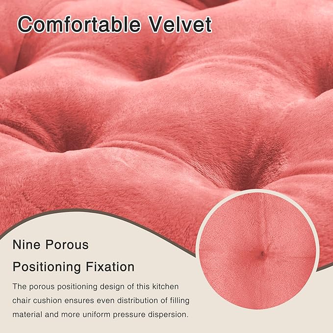 OVOV 6 Pack Chair Cushions for Dining Chairs Soft Seat Cushions for Kitchen Desk Chairs Square Chair Pads with Ties (15.5"x15.5" Pink)