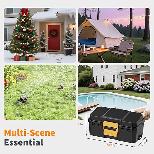 Waterproof Electrical Box, Diivoo Outdoor Extension Cord Covers Waterproof, Large Size 6 Cable Seal Entry, Outdoor Plug Cover, Outdoor Extension Cord Box, Black