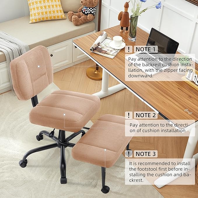 Ergonomic Criss Cross Legged Office Chair, ADHD Chair, 360° Swivel Meditation Kneeling Chair with Wheels, Adjustable Footrest, Bigger & Wider Height Adjustable Seat, Strong Lumbar Support, Browncloth