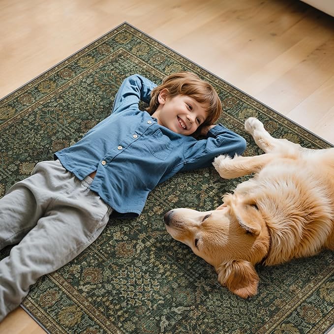 48"x60" Office Chair Mat for Hardwood Tile Floor, Under Desk Carpet Protector for Rolling Computer Chair Mat, Machine Washable Area Rug, Anti-Slip 1/5" Thick Low Pile Thin Vinyl Floor Mat, Dark Brown