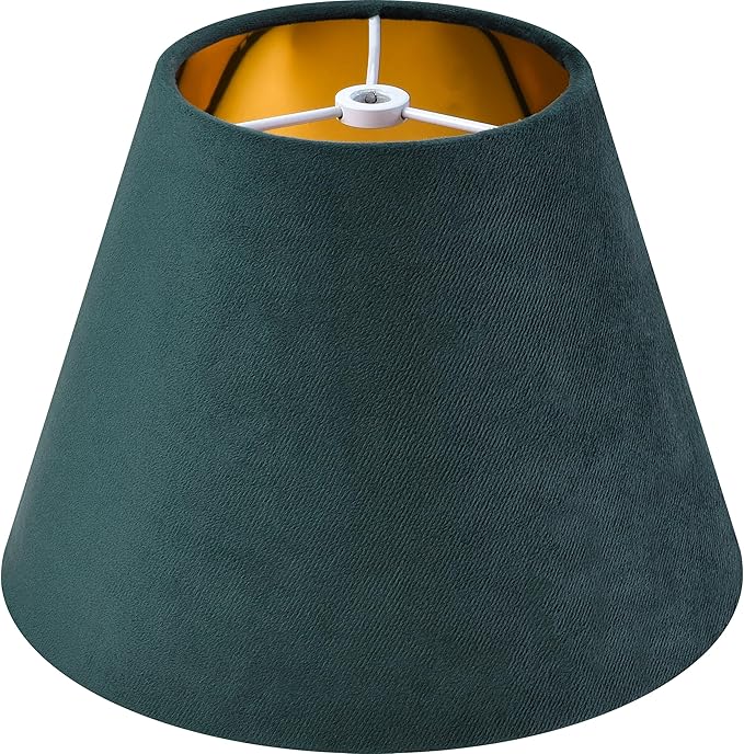 GO&SO Mini Small Lamp Shade Green Velvet,5"Top × 9"Bottom × 6.4"High Spider Art Decor Mirror Lampshades for Table Lamps Wall Mount,Bedside Lamps Replacement Fabric (Clip Lamp Adapter Not Included)