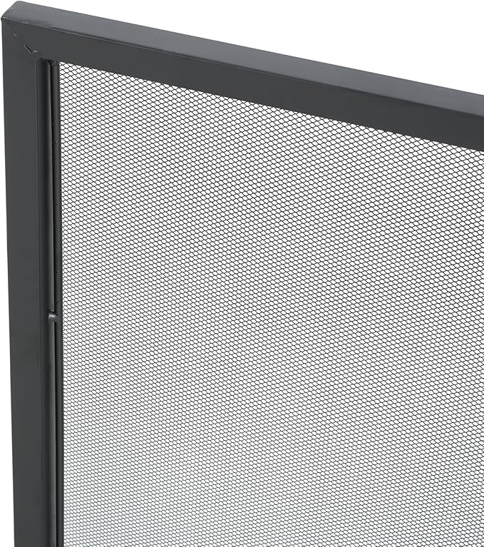 Christopher Knight Home Suho 1-Panel Iron Fireplace Screen, Durable Fire Spark Guard with Wrought Metal Decorative Mesh, Rectangular Fire Place Gate Protector for Living Room, 38" x 30", Black