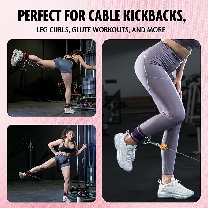 DMoose Fitness Ankle Strap for Cable Machine - One Size Fit with Premium Padding Cuffs, Ankle Bands for Working Out, Booty Workouts, Leg Extension, Hip Abductors, Kickbacks & Lower Body Exercises