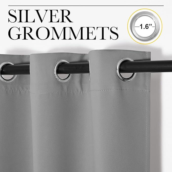 NICETOWN Silver Grey Doorway Curtain Privacy, Door Cover Curtain, Sound Reducing Winter Insulated Thermal Room Darkening Blackout Curtains for Bedroom, 144 inch Length (1 Panel, 5ft Wide by 12ft Long)