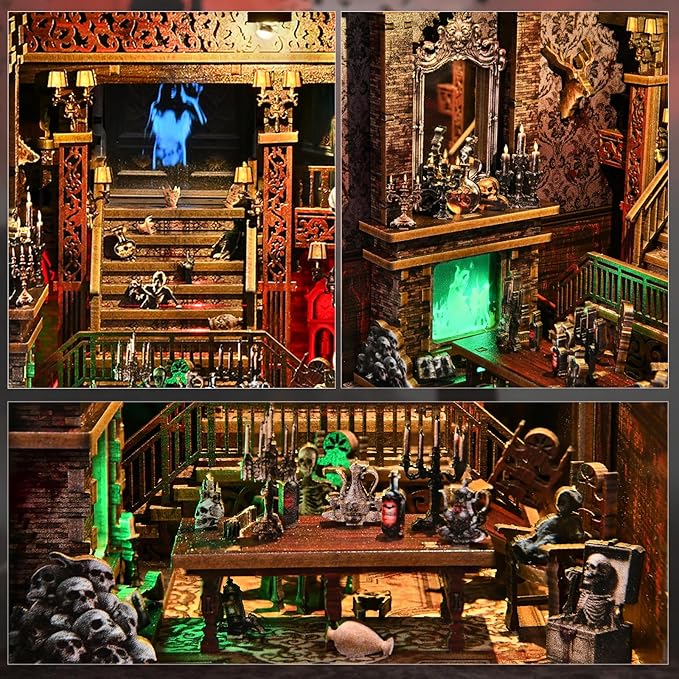 ETKVR Book Nook Kit, Book Nook Kits for Adults DIY Booknook Model Build, DIY 3D Wooden Puzzle Bookend Booknook Bookshelf Insert Miniature Dollhouse Kit for Home Decoration