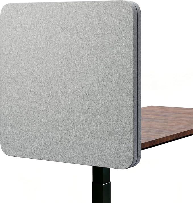 Desk Privacy Panel 24 x 24 Inch, Sound Absorbing & Proof Desk Divider for Office, Clamp-on/Screw-on Acoustic Desk Back Panel Partition, Gray