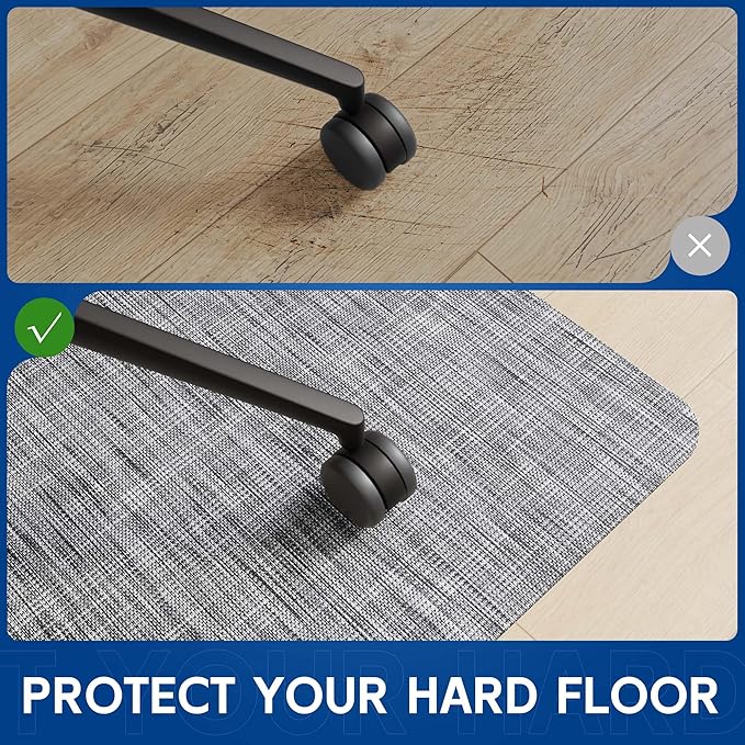 Office Chair Mat for Hardwood & Tile Floor, 45" x 53" Anti-Slip Desk Chair Mat, Easy Glide Floor Protector for Rolling Chairs, Floor Mat for Office Chair for Home Office (Light Grey)