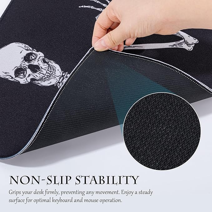 ALOANES Waterproof Mouse Pad with Durable Stitched Edge, Large Gaming Keyboard Pad, Non-Slip Rubber Base, Extended Desk pad for Gamer, Office & Home, Right Skeleton Mousepad 27.6''x 11.8''x 0.12''