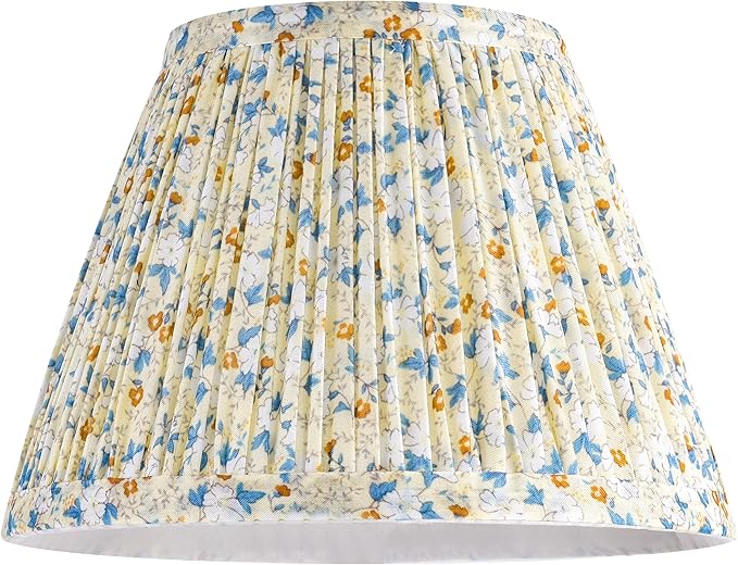 GOSO Set of 2 Small Pleated Floral Lamp Shades-5 * 9 * 6.4 IN (Spider) for Table Lamps Wall Lamps Bell Lampshades Natural Fabric Lamp Shade Replacement-No Assembly Required, Art Deco Barrel Shade