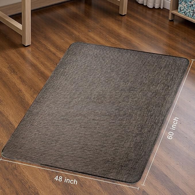 Sycoodeal Office Chair Mat for Hardwood & Tile Floor, 48" x 60" Heavy Duty Computer Gaming Chair Mat for Rolling Chairs Non-Curve, Anti-Slip, Floor Protector for Home Office (Coffee)