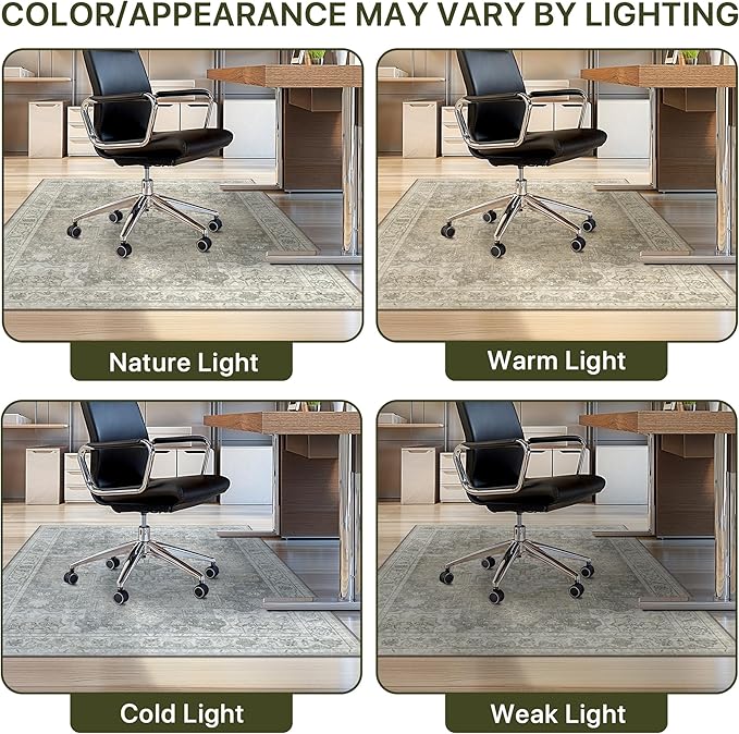 48"x60" Office Chair Mat for Hardwood Tile Floor, Under Desk Carpet Protector for Rolling Computer Chair Mat, Machine Washable Area Rug, Anti-Slip 1/5" Thick Low Pile Thin Vinyl Floor Mat, Trench