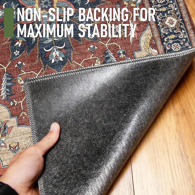 36"x48" Office Chair Mat for Hardwood, Under Desk Chair Mat for Home Office, Anti-Slip Office Rugs for Rolling Chairs, Floor Protector Washable Rugs Rust Red