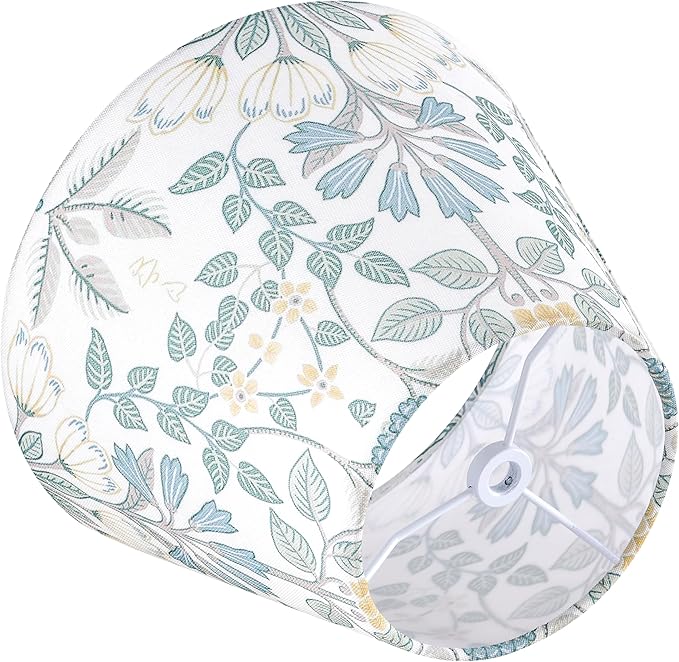 GO&SO Small Bell Lampshade Multi-Floral-5"Top× 9" Bottom× 6.4" High (Clip-on/Spider) Drum Lamp Shade for Table Lamps & Wall Lamps Modern Printed Lampshade Replacemnt,Barrel & Scallop Shade -1 Pack