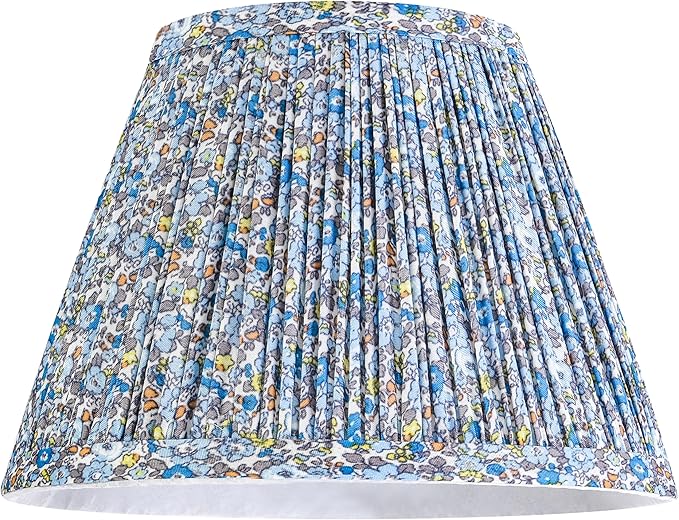 GO&SO Floral Pleated Lamp Shade Set of 1 Small Mini, 5"Top × 9"Bottom × 6.4"High Spider Lampshades for Table Lamps and Bedroom, Fabric Lamp Shades Replacement (Clip Lamp Adapter Holder Not Included)