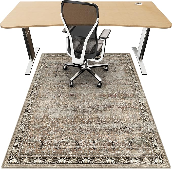 Office Chair Mat for Hardwood Floor, 48"x60" Desk Chair Mat for Home Office, Anti-Slip Under Desk Mat Rug for Rolling Chair,Floor Protector Washable Rugs for Gaming Chairs-Rust