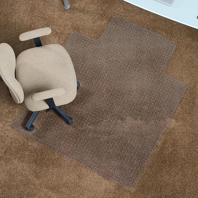 Chair Mats for Medium Pile Carpet, 36" x 48" Rectangle with Lip, Clear Vinyl Crystal Edge