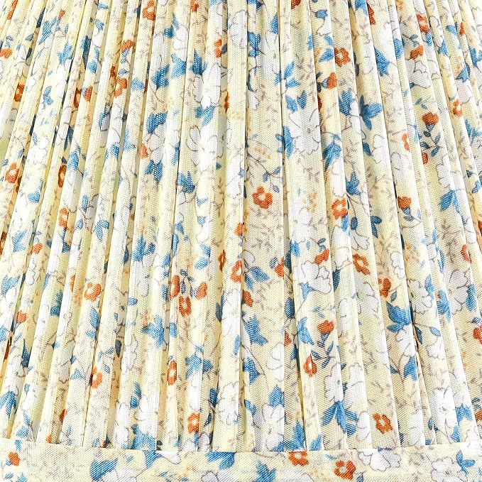 GOSO Set of 2 Small Pleated Floral Lamp Shades-5 * 9 * 6.4 IN (Spider) for Table Lamps Wall Lamps Bell Lampshades Natural Fabric Lamp Shade Replacement-No Assembly Required, Art Deco Barrel Shade